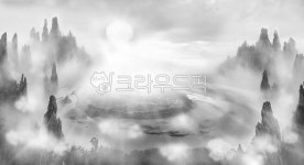 안개, 구름, 바위산, 운산, 태양, 사진,이미지,일러스트,캘리그라피 - 킹포토작가 크라우드픽 - 저작권 걱정 없는 상업용 이미지