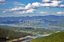 양수리, 예봉산, 예빈산, 팔당댐, 한강, 사진,이미지,일러스트,캘리그라피 - Deep bLUE작가 크라우드픽 - 저작권 걱정 없는 상업용 이미지