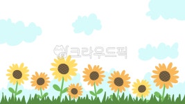 해바라기, 하늘, 배경, 구름, 들판, 사진,이미지,일러스트,캘리그라피 - MONG GEUR작가 크라우드픽 - 저작권 걱정 없는 상업용 이미지