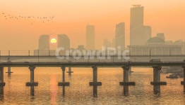 일출, 쌍둥이빌딩, 태양, 여의도, 한강, 사진,이미지,일러스트,캘리그라피 - Daram G작가 크라우드픽 - 저작권 걱정 없는 상업용 이미지