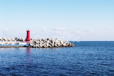 바다, 하늘, 등대, 빨간등대, 풍경, 사진,이미지,일러스트,캘리그라피 - Nfoghight작가 크라우드픽 - 저작권 걱정 없는 상업용 이미지