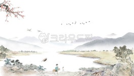 동양화, 수묵담채, 나무, 동양화나무, 그림, 사진,이미지,일러스트,캘리그라피 - see862작가 크라우드픽 - 저작권 걱정 없는 상업용 이미지