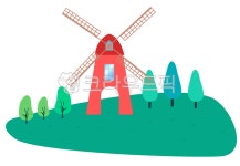 풍차, 빨간색풍차, 풍차일러스트, 숲속, 숲, 사진,이미지,일러스트,캘리그라피 - 쏠랑 ssollang작가 크라우드픽 - 저작권 걱정 없는 상업용 이미지
