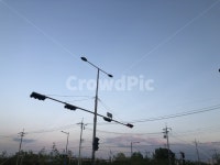 가로등, 전봇대, 파란하늘, 푸른하늘, 해질녘, 사진,이미지,일러스트,캘리그라피 - 꽃을작가 크라우드픽 - 저작권 걱정 없는 상업용 이미지