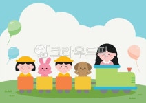 어린이집, 기차, 일러스트, 귀여운, 배경, 사진,이미지,일러스트,캘리그라피 - RAONI작가 크라우드픽 - 저작권 걱정 없는 상업용 이미지