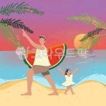 여름일러스트, 해변일러스트, 휴가, 바다, 사람, 사진,이미지,일러스트,캘리그라피 - Vivajain작가 크라우드픽 - 저작권 걱정 없는 상업용 이미지