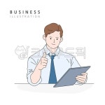 태블릿, 엄지, 따봉, 비즈니스맨, 넥타이, 사진,이미지,일러스트,캘리그라피 - 자몽 디자인작가 크라우드픽 - 저작권 걱정 없는 상업용 이미지