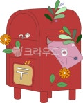 우체통, 꽃, 빨강, 자연, 일러스트, 사진,이미지,일러스트,캘리그라피 - iNㅡsunny작가 크라우드픽 - 저작권 걱정 없는 상업용 이미지