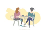 일러스트, 사람, 대화, 수다, 카페, 사진,이미지,일러스트,캘리그라피 - tunasalmon작가 크라우드픽 - 저작권 걱정 없는 상업용 이미지