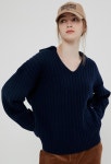H FASHION [벤시몽] 와이드 카라 니트 네이비_BS1FKN563NV