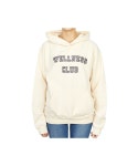 H FASHION 스포티앤리치 웰니스 클럽 플록 HO761CR CREAM 공용 후드 기모 긴팔 맨투맨 티셔츠