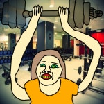 Hombre levantando pesas en el GYM - ibisPaint