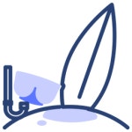 Surfboard Icon - Download in Colored Outline Style