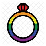 Diamond Ring Icon - Download in Colored Outline Style