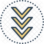 Down Icon - Download in Colored Outline Style