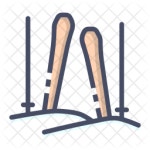 Skii Icon - Download in Colored Outline Style