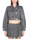 가니(GANNI) 트위스트락 크롭 데님 자켓 J1254_256 | jentestore