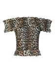 가니(GANNI) 레오파드 게더링 오프숄더 탑 F7912 859 | jentestore