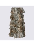 가니(GANNI) 레오파드 프린팅 프릴 스커트 F7911 859 | jentestore