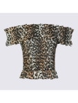 가니(GANNI) 레오파드 프린팅 오프숄더 탑 F7912 859 | jentestore
