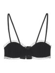 가니(GANNI) 레이스 디테일 코튼 스트랩 탑 F8228 099 | jentestore