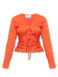 가니(GANNI) 크링클 이펙트 새틴 블라우스 F8281 6490-785 | jentestore