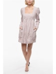가니(GANNI) 스퀘어넥 퍼프 숄더 햄프 원피스 F6821 6465 428 | jentestore