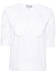 가니(GANNI) 러플 카라 코튼 블라우스 F8635 151 | jentestore