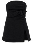가니(GANNI) 자카드 패턴 슬릿 슬리브리스 탑 F9397 099 | jentestore