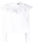 가니(GANNI) 러플 디테일 화이트 코튼 블라우스 F8508 151 | jentestore