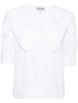 가니(GANNI) 오버 카라 반팔 코튼 블라우스 F8635 151 | jentestore