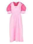가니(GANNI) 바이컬러 퍼프슬리브 브이넥 원피스 F7361 397 | jentestore