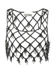 가니(GANNI) 프린지 장식 오픈워크 탑 F6848 099 | jentestore