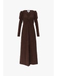 가니(GANNI) 체크 패턴 퍼프 슬리브 롱 원피스 F7433 6464-979 | jentestore