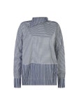 가니(GANNI) 비대칭 카라 스트라이프 셔츠 F7591 758 | jentestore
