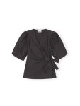 가니(GANNI) 퍼프슬리브 랩 블라우스 F7702 099 | jentestore