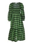 가니(GANNI) 스퀘어넥 체크 플라운스 원피스 F7537 484 | jentestore