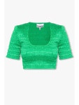 가니(GANNI) 스퀘어 넥 크롭 하프슬리브탑 F7862 6490-767 | jentestore