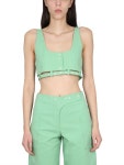 가니(GANNI) 셀프 패브릭 벨트 장식 크롭탑 F7596_484 | jentestore
