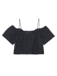 가니(GANNI) BRODERIE 블랙 코튼 스트랩 오프숄더 탑 F7846 099 | jentestore