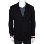 Pre-Owned Givenchy Black Cotton Knit Striped Trim Two Buttoned Blazer L | ModeSens