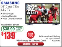 5 Actual Diagonal Size) J4001 Series 720p LED TV($139/FS)... 5 Actual Diagonal Size) J4001 Series 720p LED TV($139/FS)