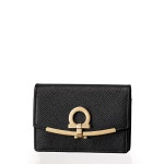 살바토레 페라가모 23SS 블랙 레더 여성 카드지갑 홀더 23SS 살바토레 페라가모 여성 간치니 카드 지갑 로고 카드 지갑 블랙 22D198... 