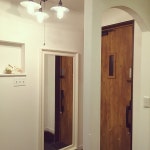 玄関/入り口/プチリフォーム/ガラスのペンダントライト/ペンダントライトへの憧れ♡/ペンダントライト...などのインテリア実例... 