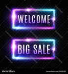 Neon Welcome Sign - Sale Royalty Free Vector Image Neon Welcome Sign - Sale Vector Image on VectorStock