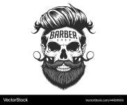 Vintage Barber Skull Logo – Royalty-Free Vector | VectorStock