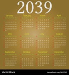 Calendar 2039 (28151793) – Royalty-Free Vector | VectorStock
