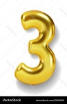 Golden Number 3 Balloon - Realistic 3D Royalty Free Vector Golden Number 3 Balloon - Realistic 3D Vector Image on VectorStock