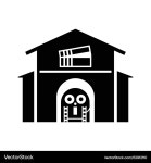 Cinema Building Icon - Film Reel & Camera – Royalty-Free Vector | VectorStock