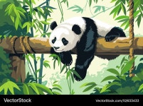 Relaxing Panda in Forest – Royalty-Free Vector | VectorStock